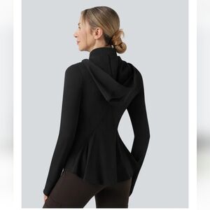 Halara NEW Removable Hood Thumb Holes Ruffle Hem Slim Hiking Jacket XS